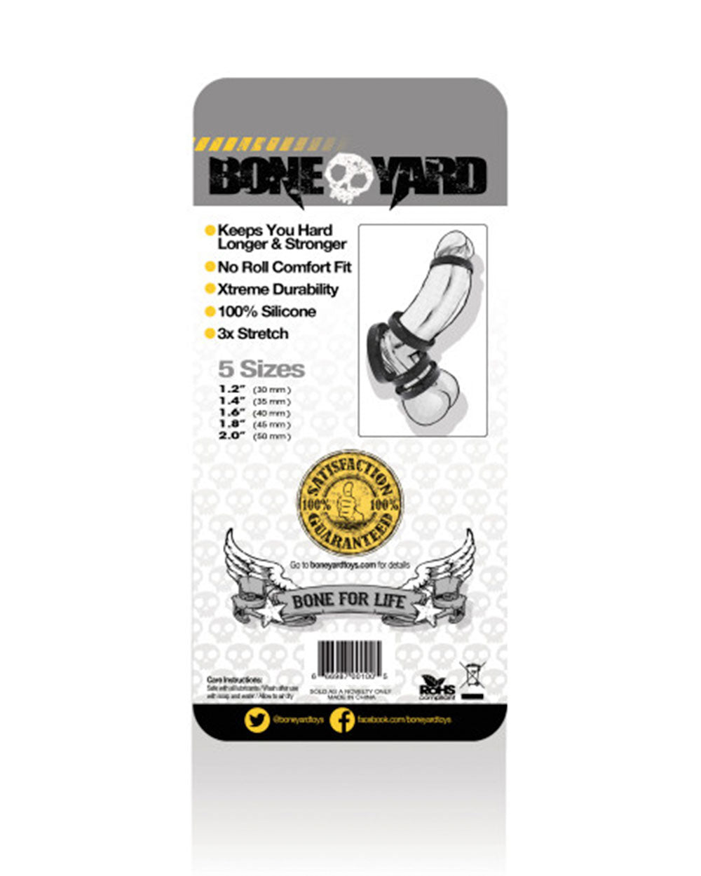 Boneyard Silicone Ring 5 Pc Kit Black