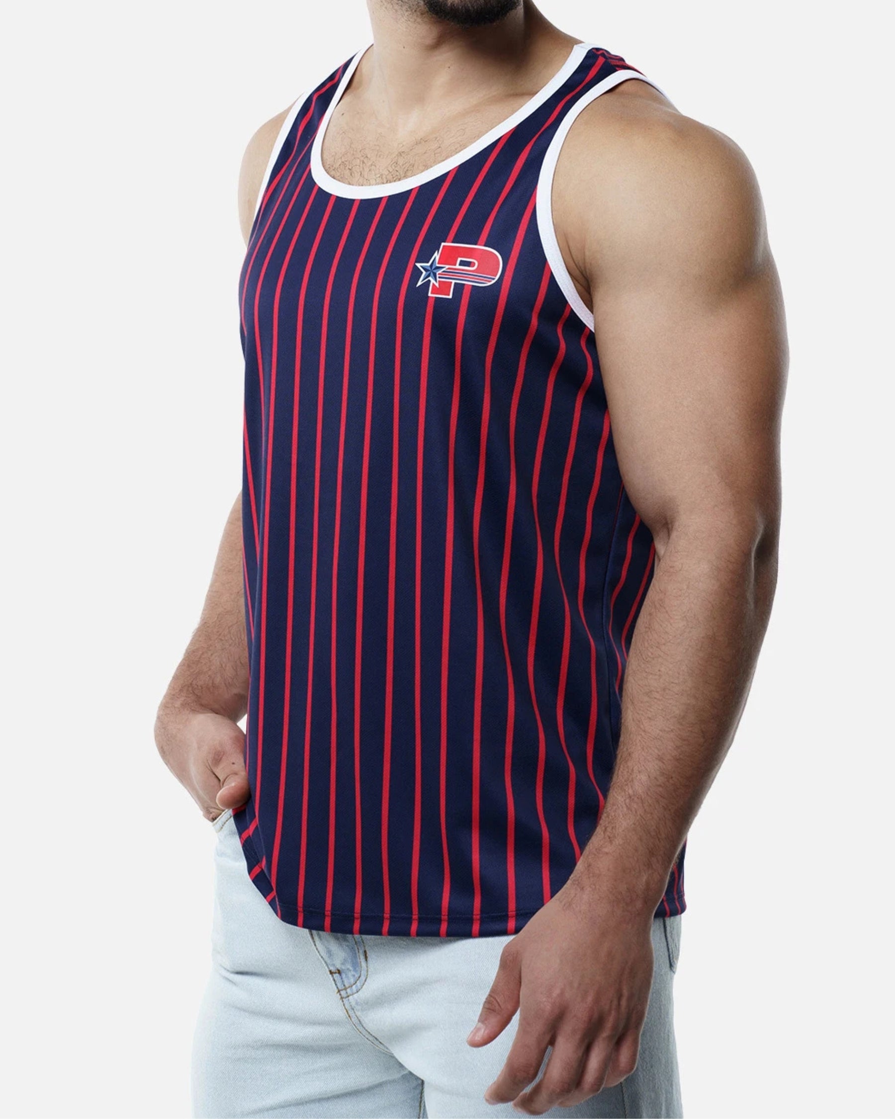 Navy Striped Tank Top