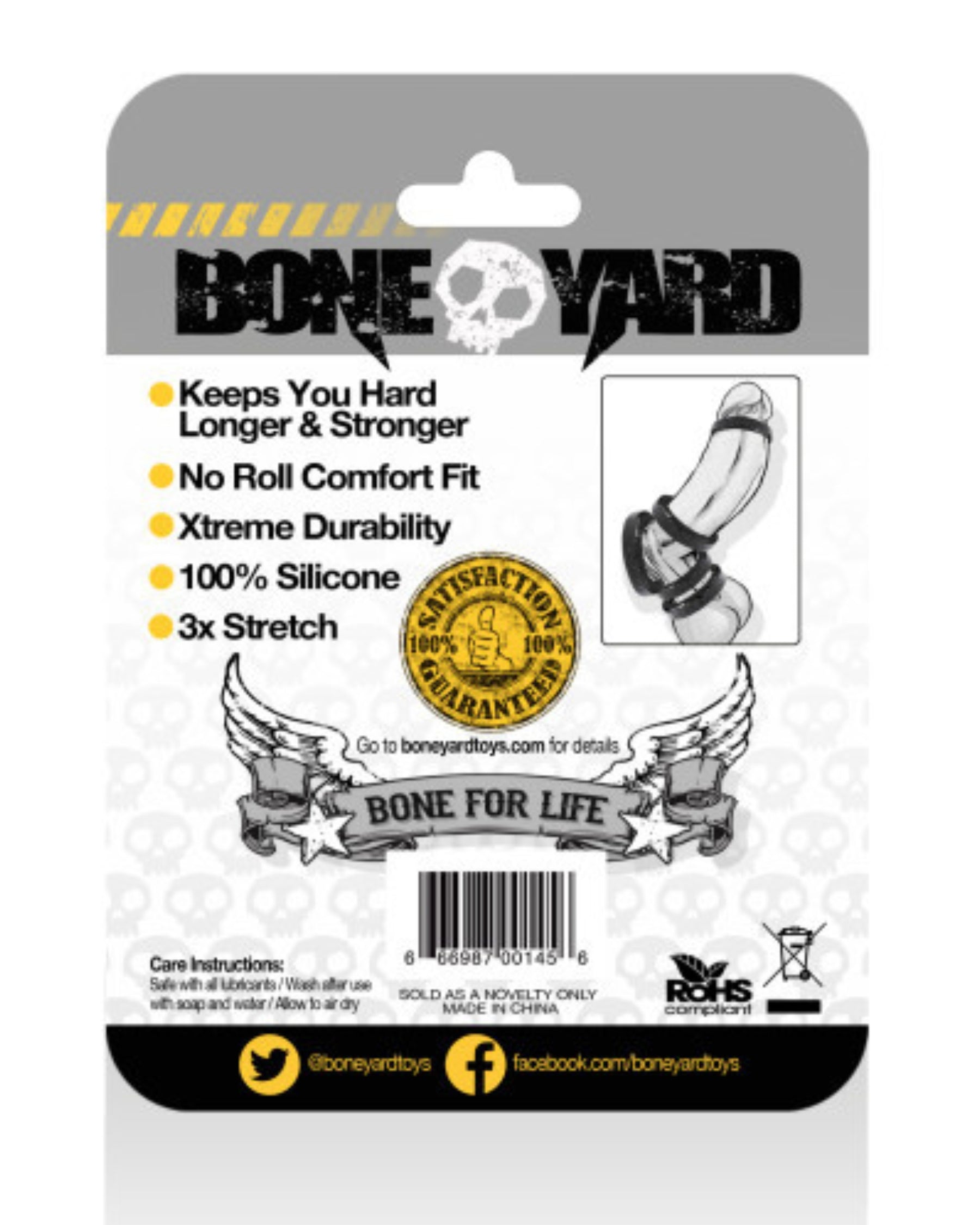 Boneyard Silicone Ring 45mm Black