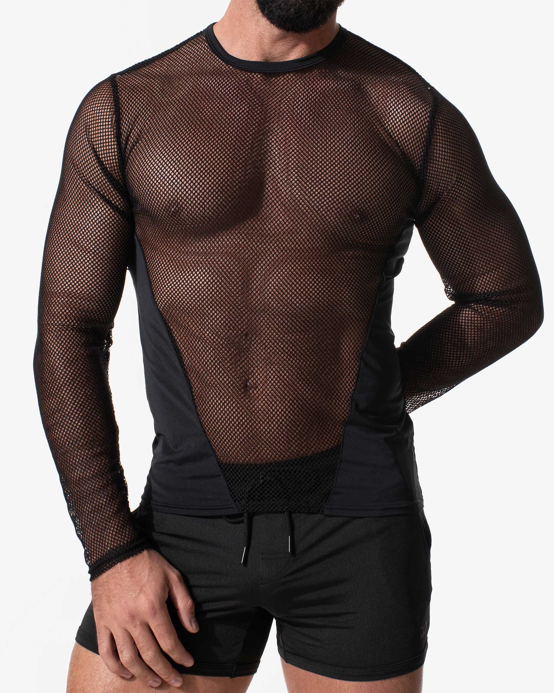 Sleek Mesh Panel Long Sleeve