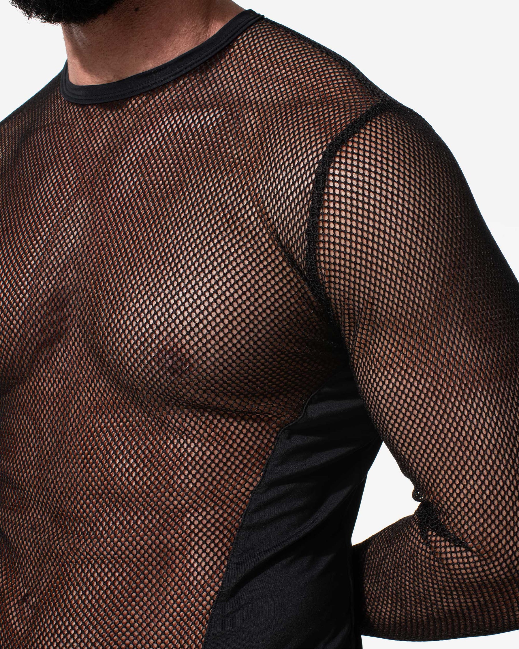 Sleek Mesh Panel Long Sleeve