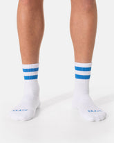 Half Crew Stripe Sock - White/Blue